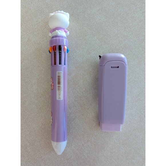 Hello Kitty Multicolor 10-in-1 Ink Pen + Kuromi Eraser Set Cute Sanrio Station - Picture 2 of 2